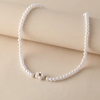 new pearl flower necklace creative personality clavicle chain for women