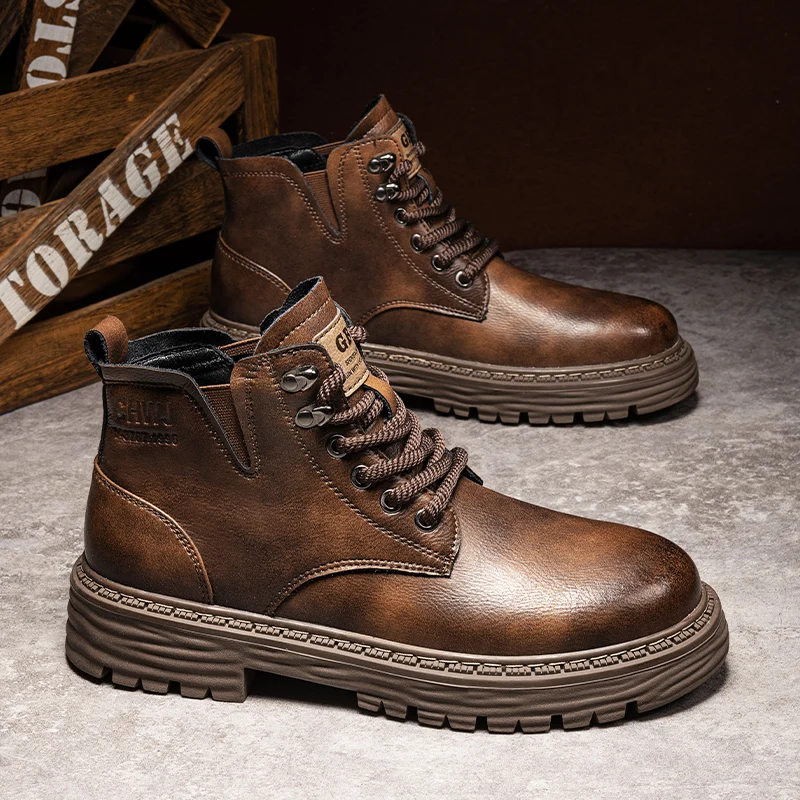 

Мужские Водонепроницаемые кожаные ботинки Chukka, черные повседневные ботильоны оксфорды на шнуровке, Классическая обувь для мужчин на осень