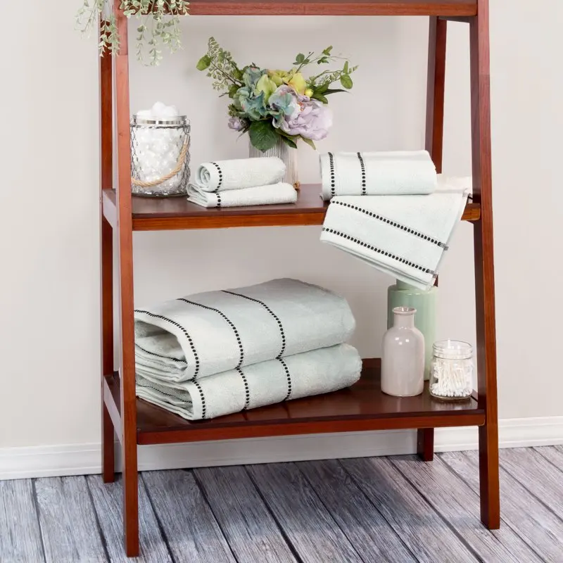 

6-Piece 100% Cotton Machine Washable Bath Towels, Seafoam