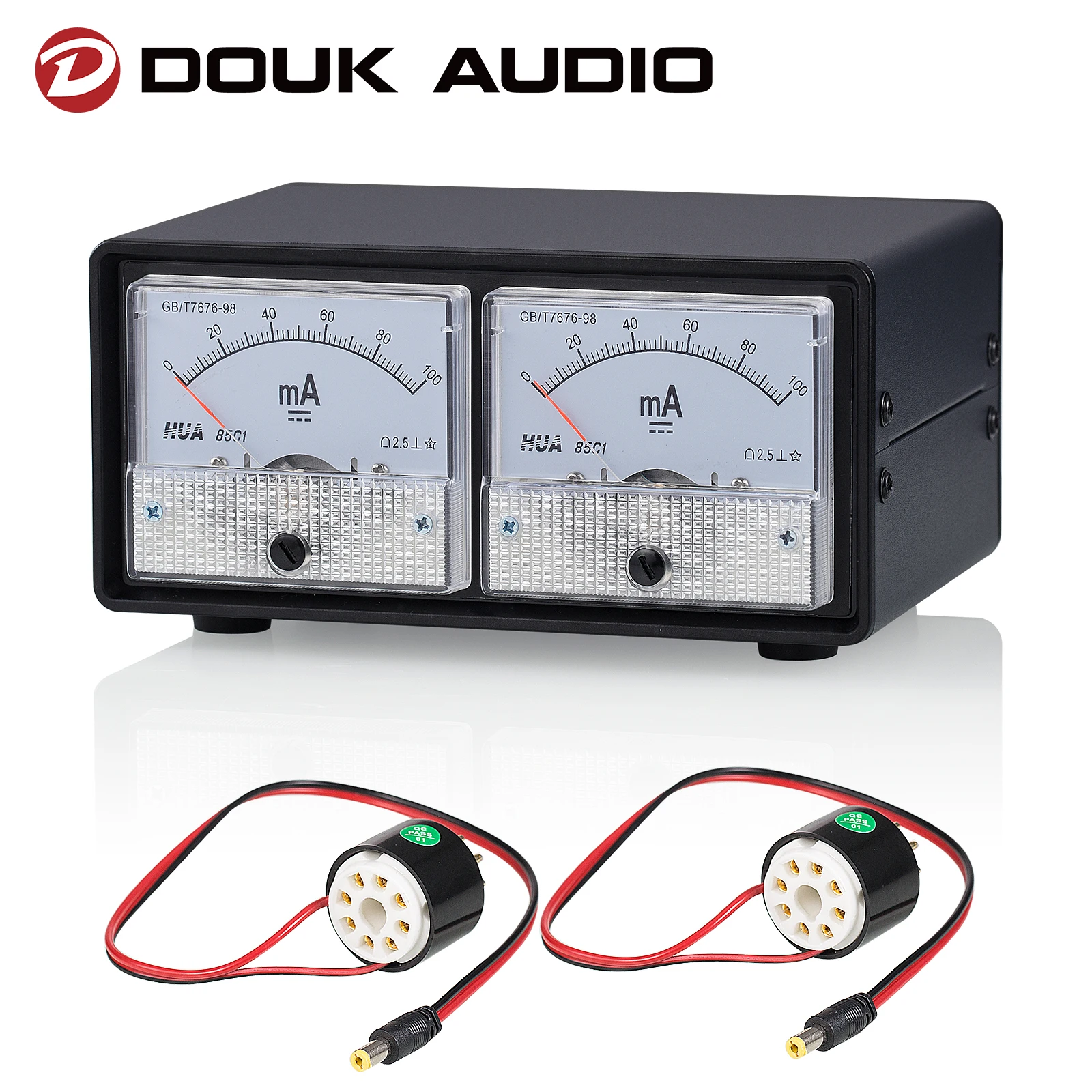 Douk Audio Dual Large Ampere Meter+8-Pin Dual Bias Current Probes Tester for EL34,KT88,6L6,6V6,5881,6550,KT66,KT100,KT120 Tubes