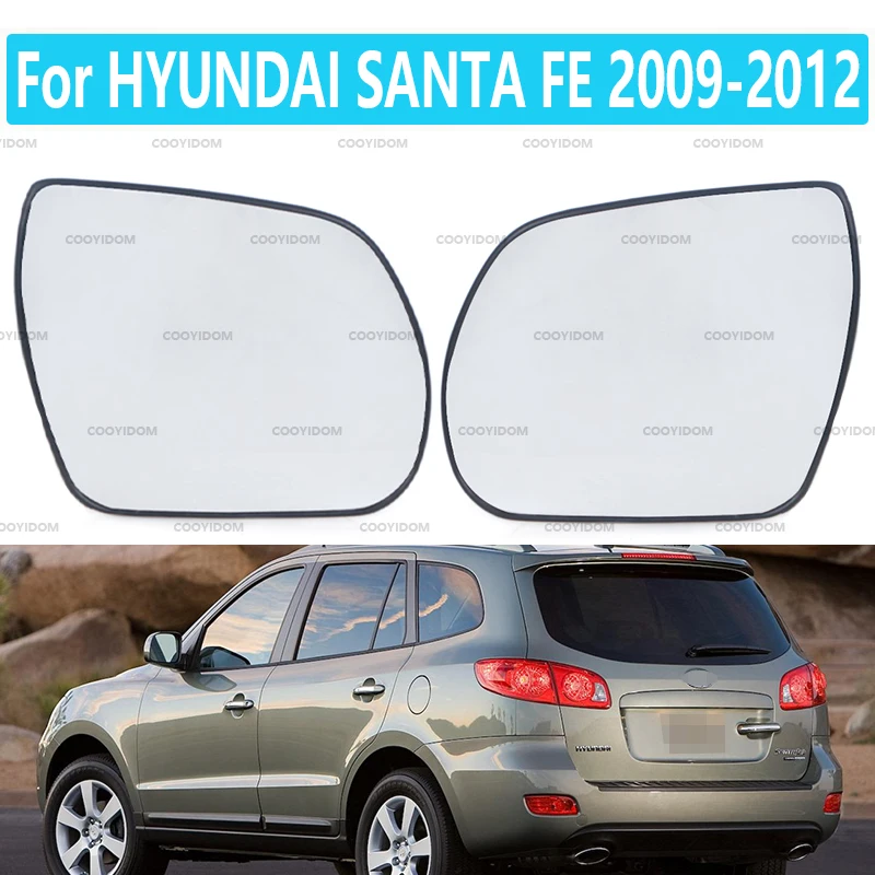 Lente de espejo retrovisor para coche, cristal calefactado para HYUNDAI SANTA FE 2009, 2010, 2011, 2012