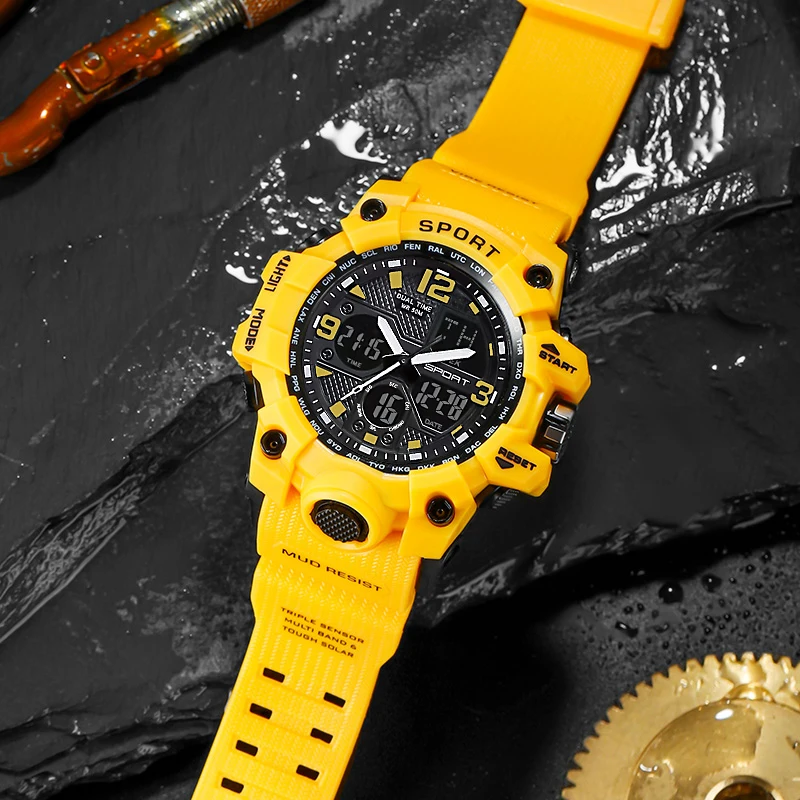 Часы MSTIANQ Мужские Цифровые, Брендовые спортивные водонепроницаемые уличные наручные часы с хронографом, пехотный шок, студенческие наручные часы, черные