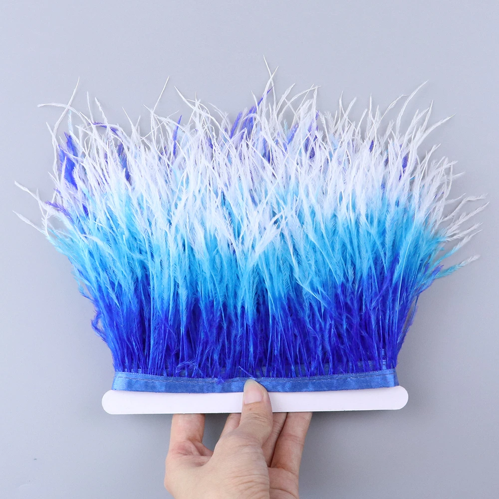 

10Meter Gradient Ostrich Feather Trims 10-15cm Long Plume Fringe Selvage Ribbon for Dress Clothing Decoration Sewing DIY Crafts