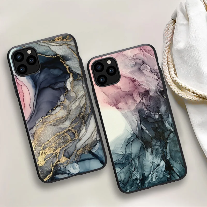 

Watercolor Marble Pattern Case for iPhone 11 Soft TPU Ink Painted Case for iPhone 12 Pro XR 7 8 6 6S Plus X XS Max SE 2020 Shell