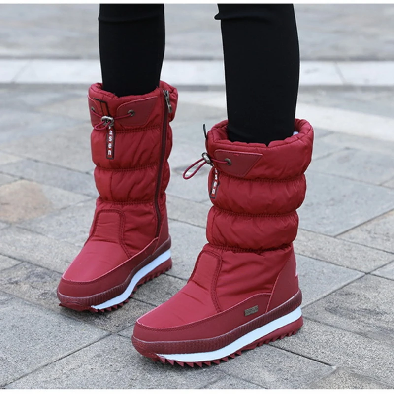 

2022 зимние ботинки на толстой подошве для девочек Нескользящие ботинки для детей среднего и пожилого возраста водонепроницаемые теплые зим...