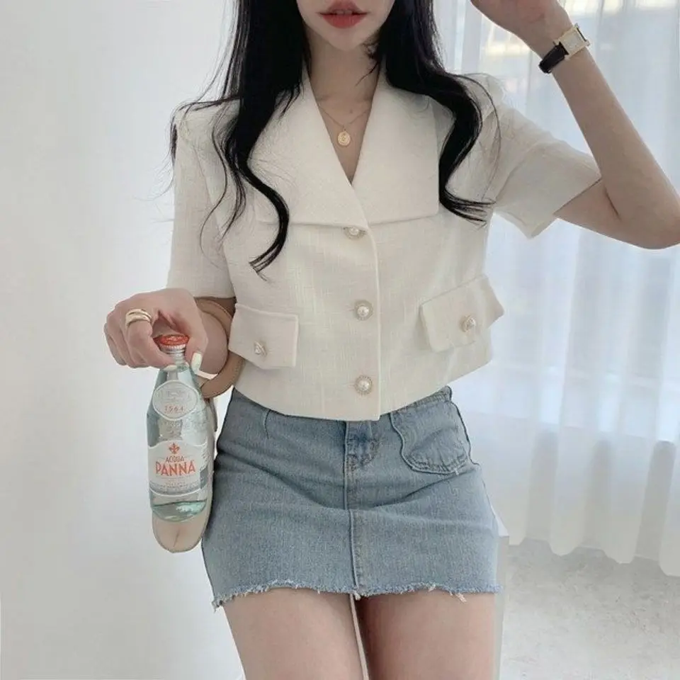 Blazer for Women Jacket F2023 Spring and Summer New Loose Casual Short-sleeved Women Blazer Jacket
