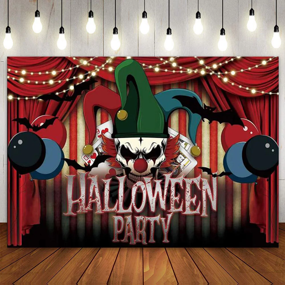 Circus Clown Birthday Party Banner Decor Backdrop Photography Background Halloween Horror Scary Evil Photo Booth Wall Poster