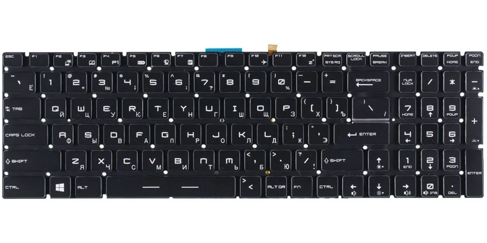 Клавиатура черная c белой подсветкой для MSI GS70 Stealth (MS-1771)