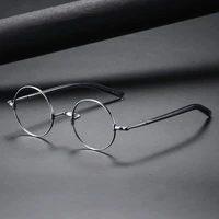 zerosun titanium eyeglasses frame male women small round glasses men nerd spectacles for reading receipt myopia eyewear