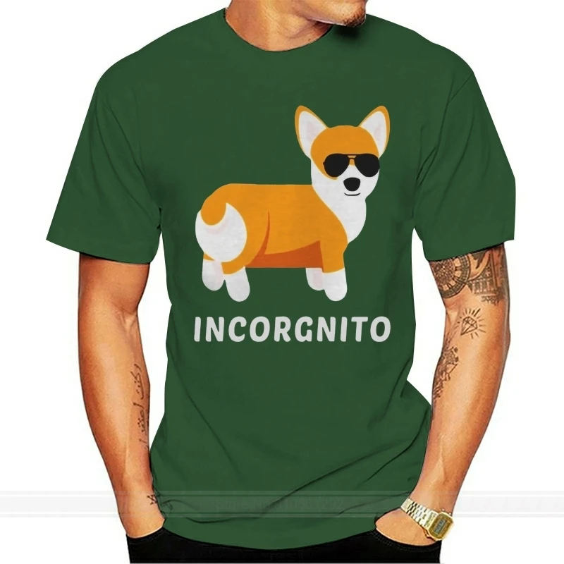 

Men tshirt Funny Corgi T-Shirt Funny Incorgnito Animal Tee(1) cool Printed T-Shirt tees top