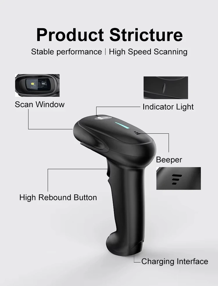 Беспроводной USB-сканер штрих-кодов 2.4G с CMOS-датчиком, считыватель 1D2D QR-кодов для систем Windows, Android, Linux, iOS (в наличии) (art.: 3920dab57ac5a) - 3920dab57ac5a