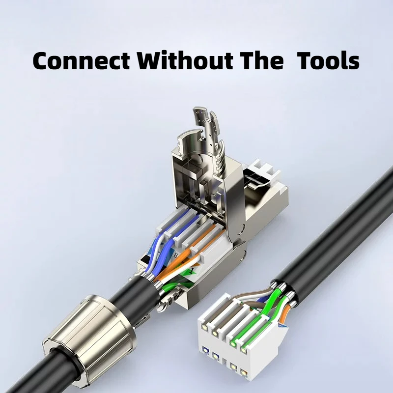 Фото Разъемы RJ45 10G CAT5/CAT6 с экранированием, 8P8C, для Ethernet-кабелей 22-26AWG, безинструментальная установка, для гигабитных сетей №2