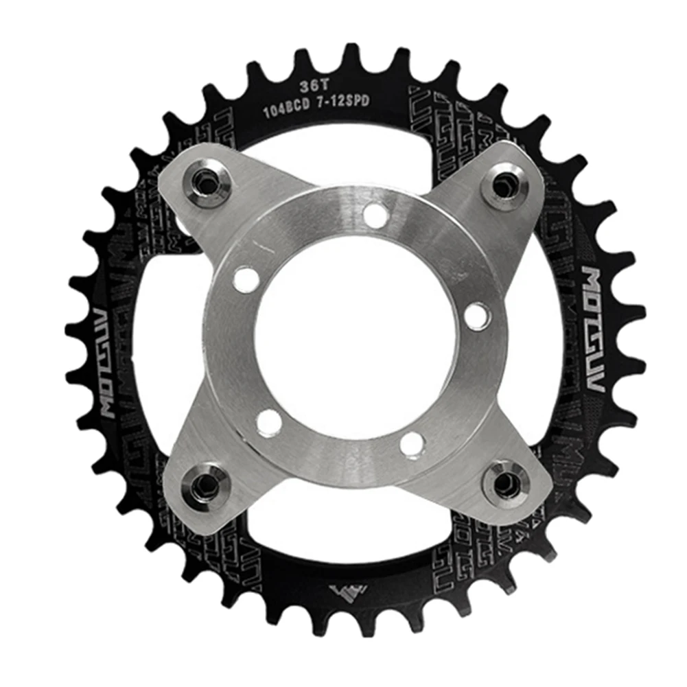 

MOTSUV E-Bike Crankset 104BCD 36T Chainring Adapter Kit for Bafang Mid Drive Motor BBS01 BBS02 Bicycle Conversions Parts Black
