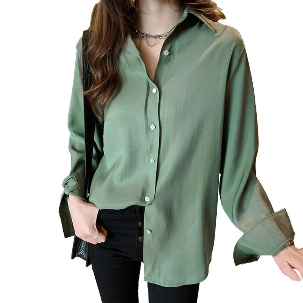 

White Shirts Women Korean Style Buttons Folds Slim Fit Crop Tops Female All-Match Daily Design Office Long Sleeve Blouses