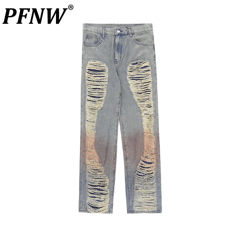 

Мужские джинсы с кисточками PFNW, изношенные джинсы в американском стиле с лаковым брызговым покрытием, уличная одежда в стиле хип-хоп, крутые джинсовые брюки, весна-лето 12A9111