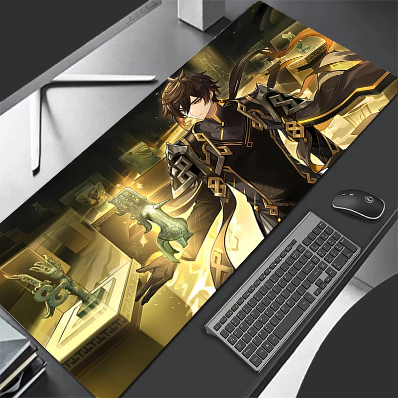 XXL Игровой Коврик Для Мыши Genshin Impact Zhongli Design Большой Размер Резиновый Клавиатуры И