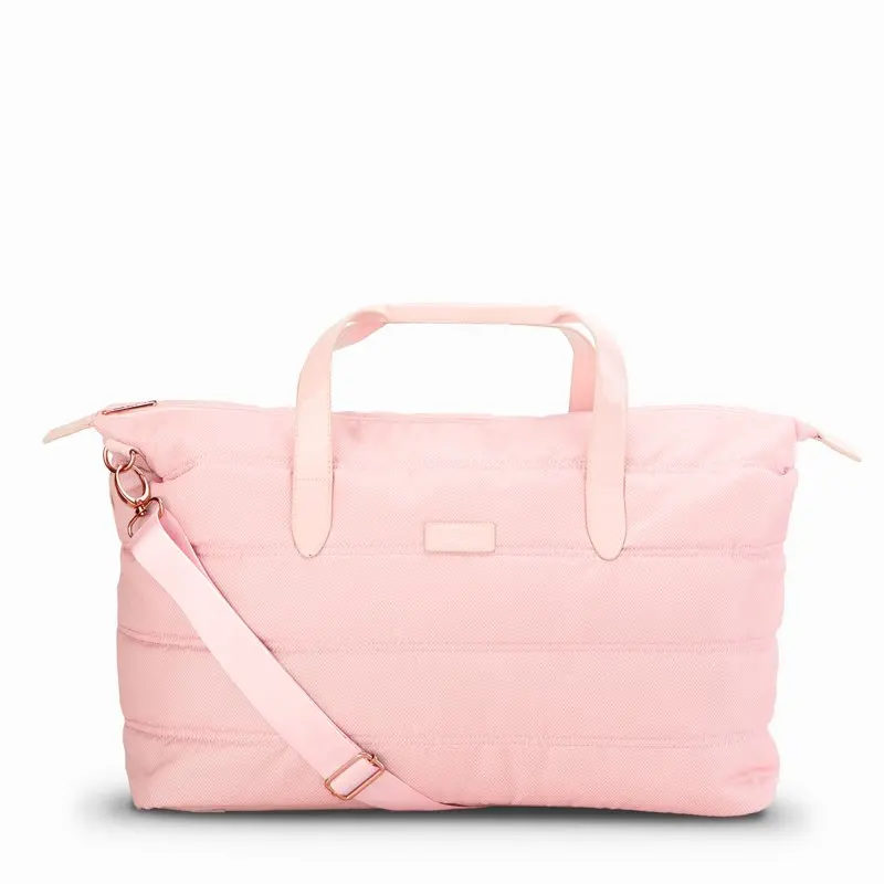 Travel Weekender Bag with Adjustable Shoulder Strap and Trolley Sleeve Pink