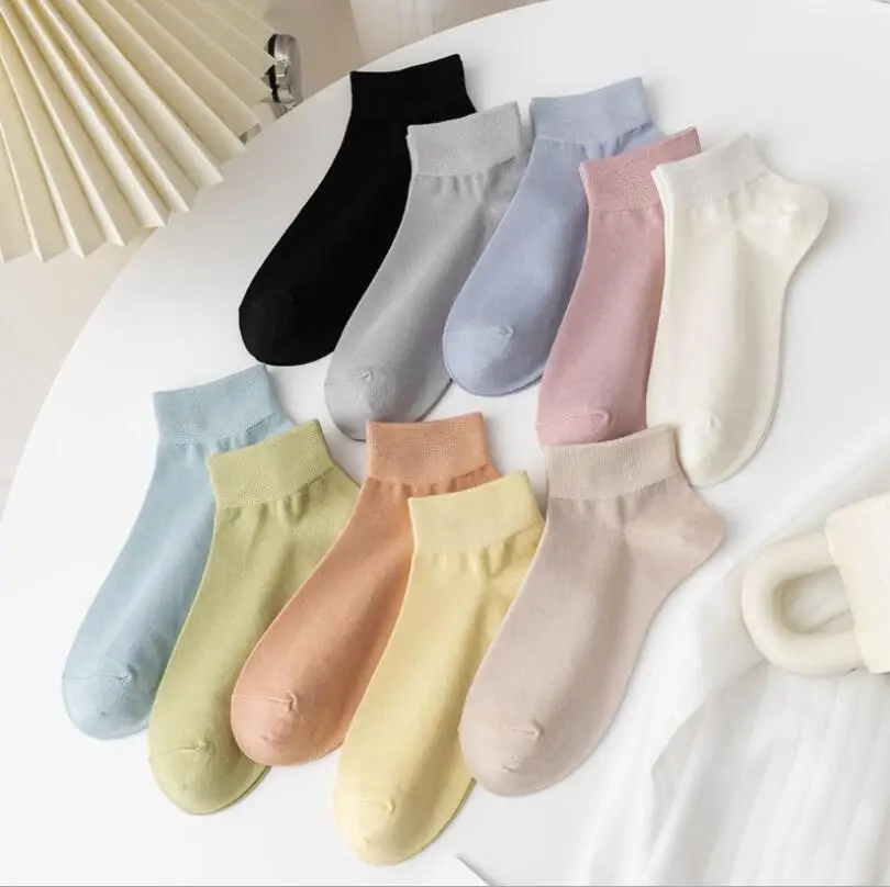

10 Pairs/set Brand New Women Cotton Socks Fashion Casual Breathable Spring Summer Soft Crew Neutral Ankle Short Sock 2022