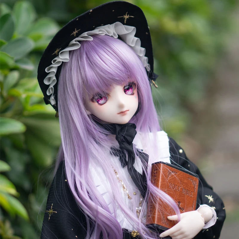 

D03-P307 children toy BJD DD SD MSD 1/3 uncle doll's Accessoriess wig purple color Long curly hair 1pcs