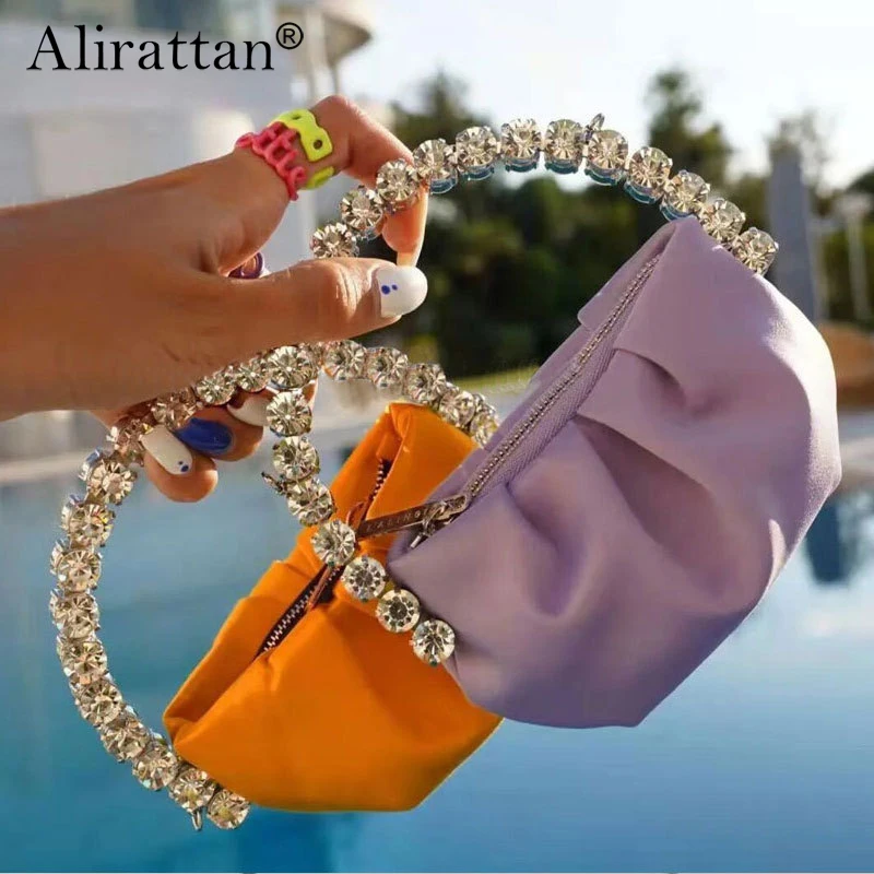 

Alirattan 2023 New sac a main femme Clutch with Diamonds Pleated Evening Bag with Diamonds 2022 New Diamond Crossbody Bag