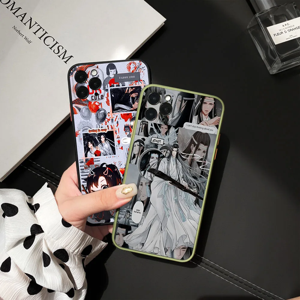 Для iphone 16ProMax 15 Pro 14 13 12 Mini 11 7 8 16 Plus XS Max XR MDZS аниме матовый полупрозрачный чехол