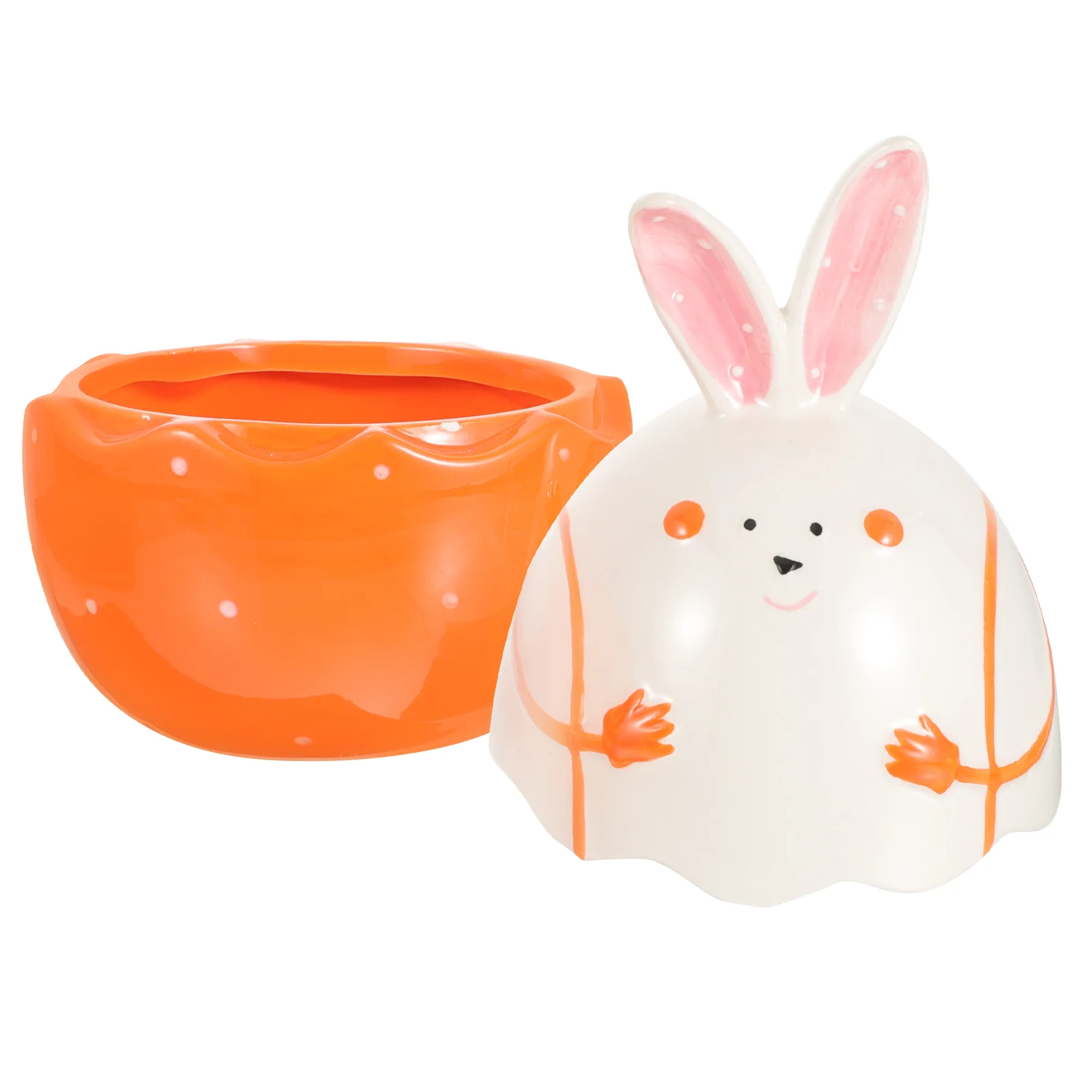 

Ceramic Tea Sealed Jar Desktop Easter Rabbit Tea Jar Delicate Candy Storage Jar