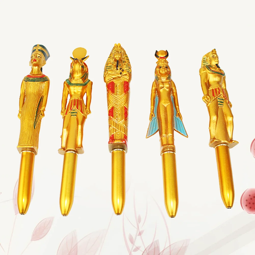 

5pcs Creative Ball-Point Pen Egyptian Character Pharaoh Shaped Craft Ball-Point Pen Promotional Activity Gift for Home Store