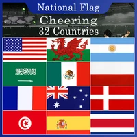 1pc customized national flag polyester 90x150cm qatar sports cheering flags top 32 teams for home decor celebration big flags