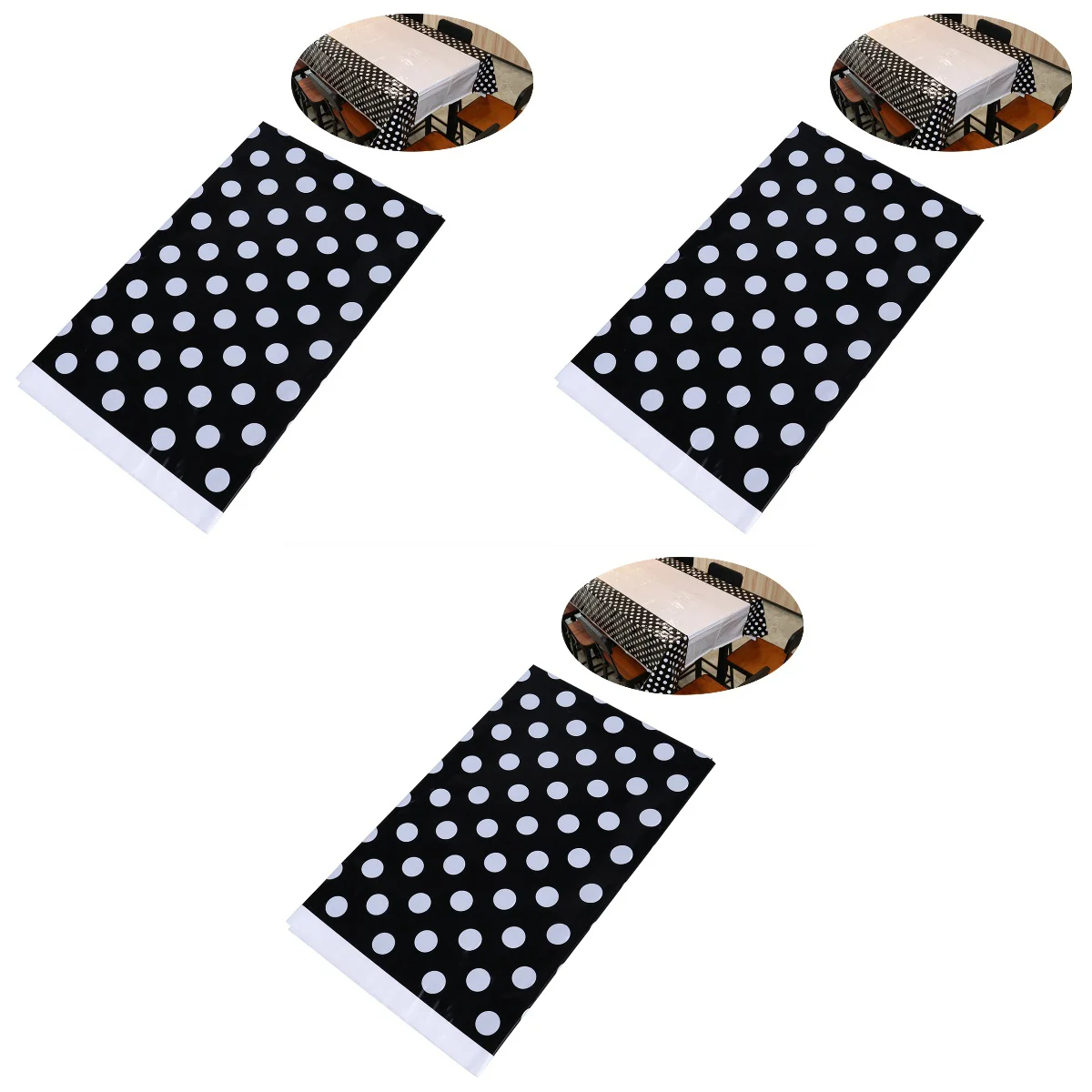 

3pcs Birthday Party Polka Plastic Tablecloth Disposable Table Cover Rectangular Birthday Home Party Banquet Decor 108 x