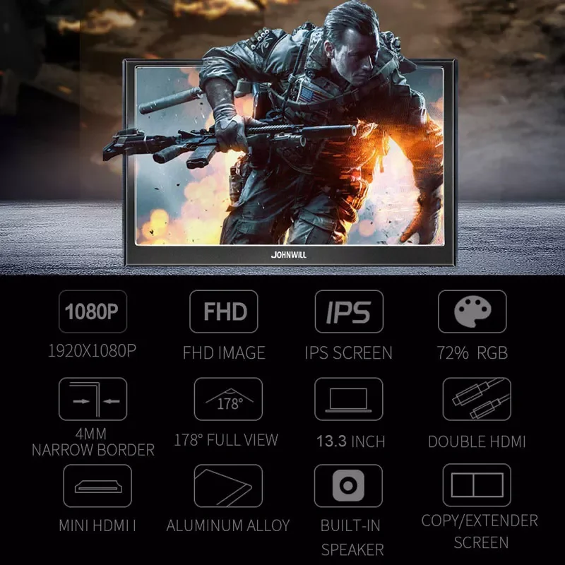 Портативный монитор с сенсорным экраном 13 3 дюйма 2K ПК 1080P hdmi IPS ЖК-дисплей