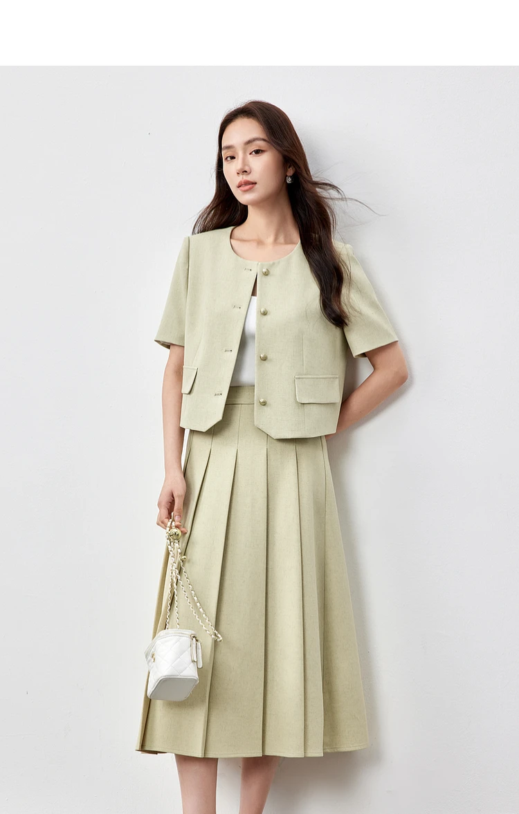 SENTUBILA женские комплекты с юбкой летние укороченные куртки подплечниками 2025