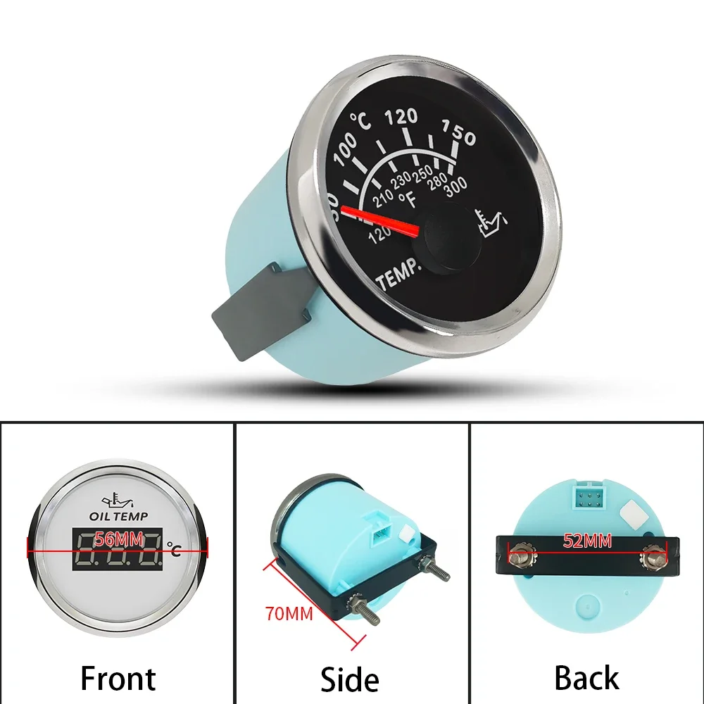 Популярный водонепроницаемый измеритель температуры масла 52 мм 50-150 ℃ с красной