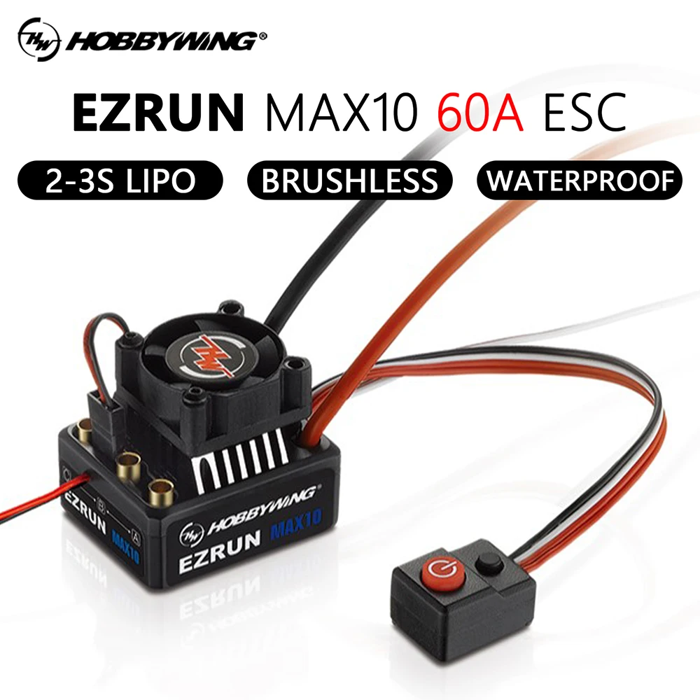 

Hobbywing EZRUN MAX10 60A Waterproof Brushless ESC with 6.0-7.4V BEC for EZRUN 3652/3660 G2 Motor