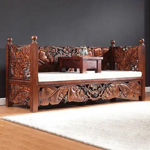 Индивидуальная новая чайная кровать в китайском стиле, цельная деревянная резная мебель из Юго-Восточной Азии, тайский диван для гостиной, ...