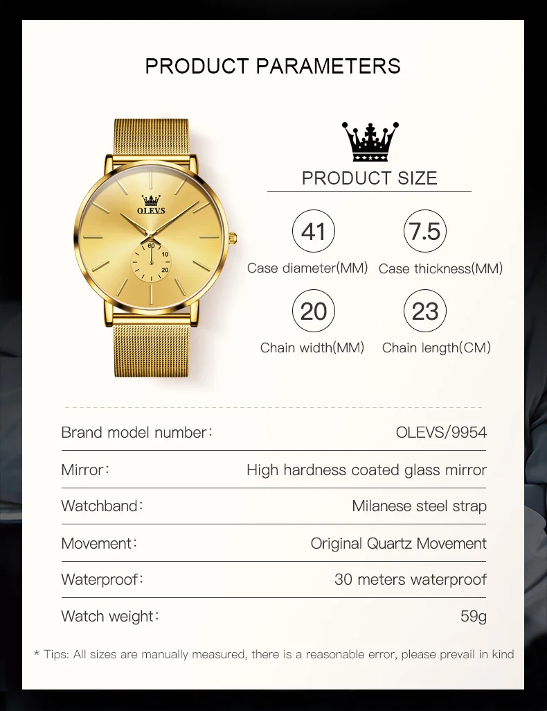 Мужские кварцевые часы с хронографом и сетчатым ремешком 9954 мм