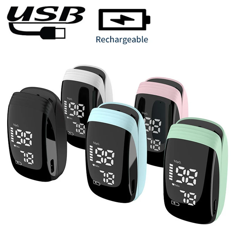 Пульсоксиметр Пальчиковый SpO2 PI, прибор медицинский Перезаряжаемый для измерения пульса и уровня кислорода в крови, для взрослых и детей
