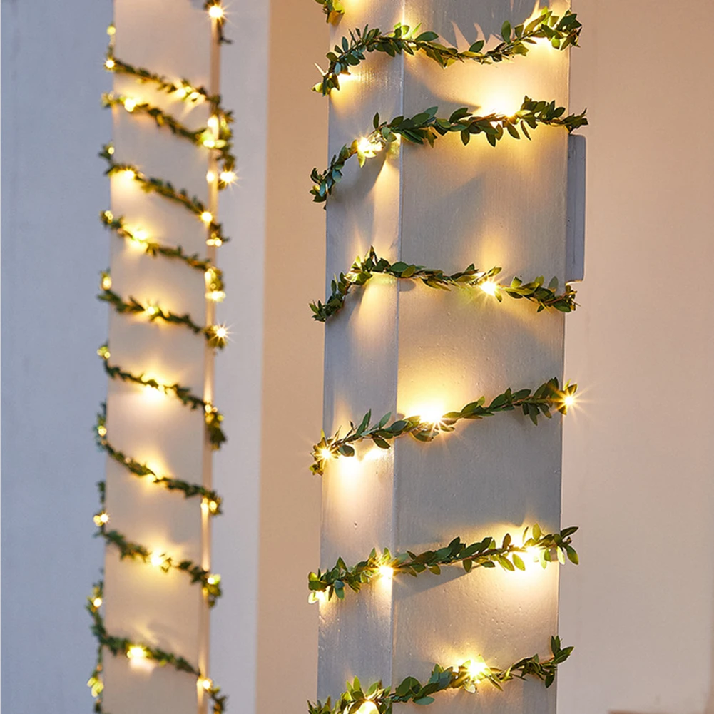 

Green Leaf Vine Rattan String LED Lights Wedding Party Decoration Green Leaf Garland 5m 10m Fairy Lights Lanyard