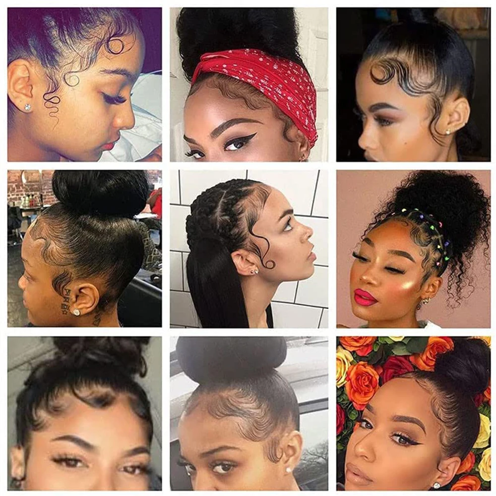 Soft Natural Fake Baby Hair Edges for Black Women Lace Edges Hair Extensions Handmade Real Human Hair Pieces Natural Black images - 6