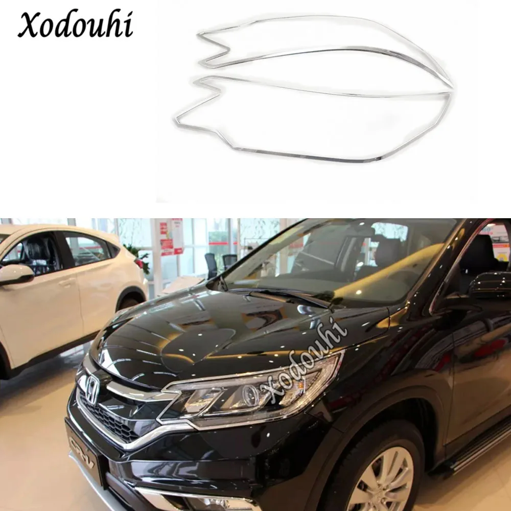 For Honda CRV CR-V 2012 2013 2014 2015 2016 Car Body Styling Front Head Light Lamp Hood Molding Frame Stick ABS Cover Trim 2pcs