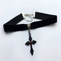 harajuku punk cross necklace black velvet collar necklace gothic gorgeous large pendant jewelry valentines day gift
