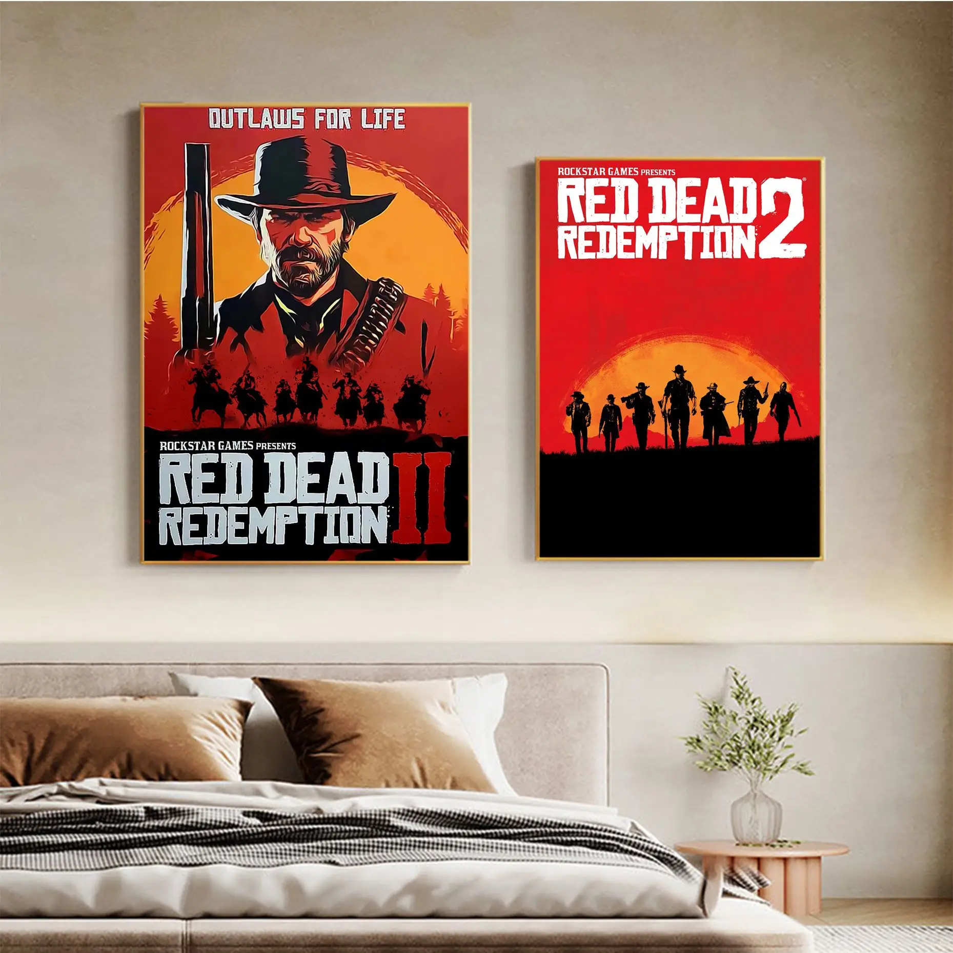 

Red Dead Redemption 2 DIY Sticky Poster Waterproof Paper Sticker Coffee House Bar Nordic Home Decor