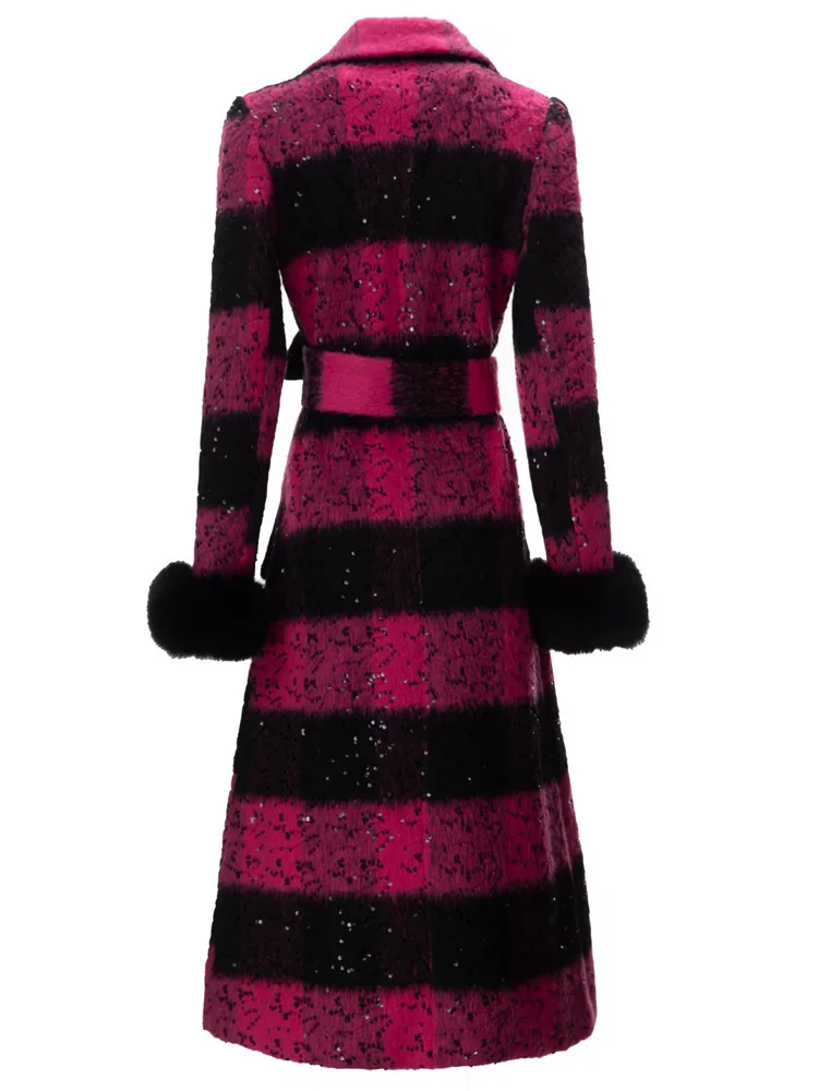 LGRQ 2024 новая зимняя одежда женская модная меховая куртка с отложным воротником и