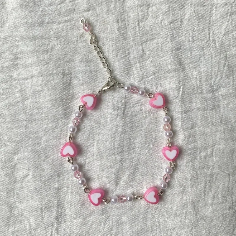 Браслет с бусинами в форме сердца и жемчуга браслет подвесками для кокетки