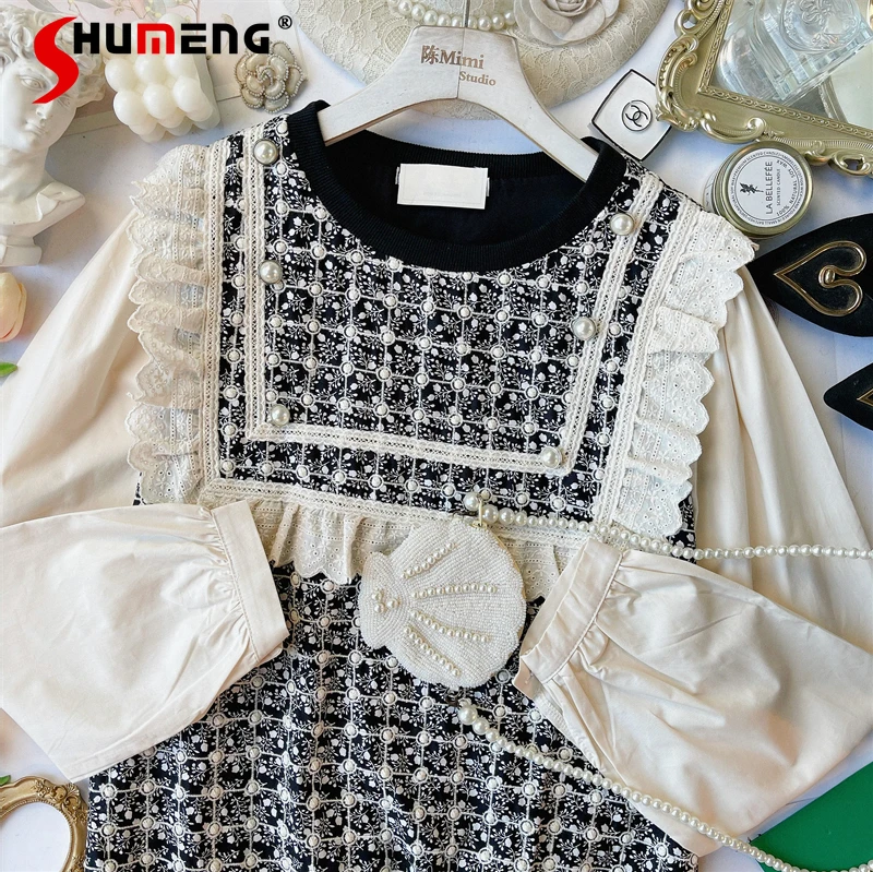 

Женская винтажная рубашка с цветочной вышивкой и жемчужной пряжкой