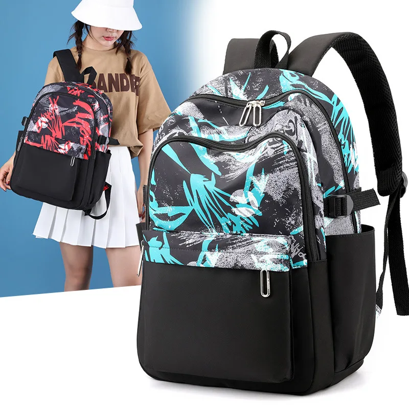 

Women's Travel Double Shoulder Backpack Junior High School Student Schoolbag Graffiti Waterproof Laptop Backpack