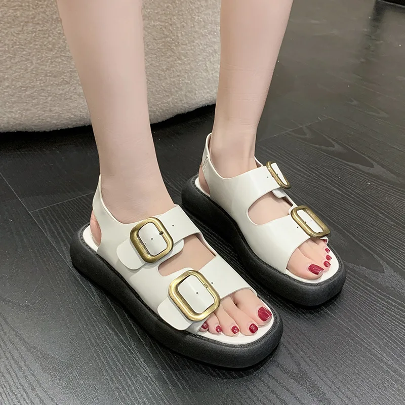 

Сандалии женские мягкие с открытым носком, удобные босоножки без каблука, без каблука, гладиаторы, бежевые, лето 2022