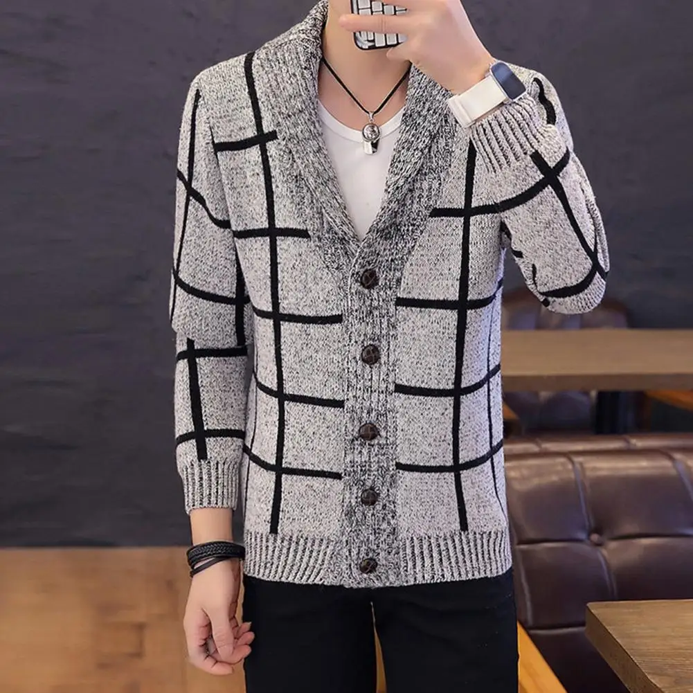 

Men Winter Coat Knitting Sweater Coat Anti-shrink Men Sweater Coat