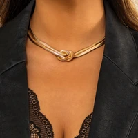 ingesight z vintage flat snake chain twisted cross knot choker necklaces chunky thick short clavicle necklaces for women jewelry