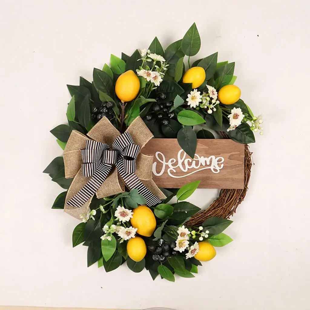 

Lemon Wreath Door Garden Home Fruit Garland Decor Housewarming Gift 40*45cm