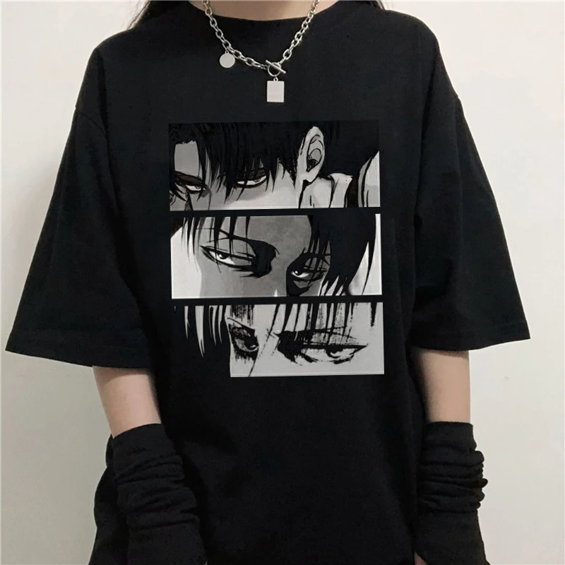 

Levi Ackerman Anime Print Women T-shirt 2023 Fashion Cartoon Print Short Sleeve T Shirt Personality Streetwear Y2k Clothes Tops